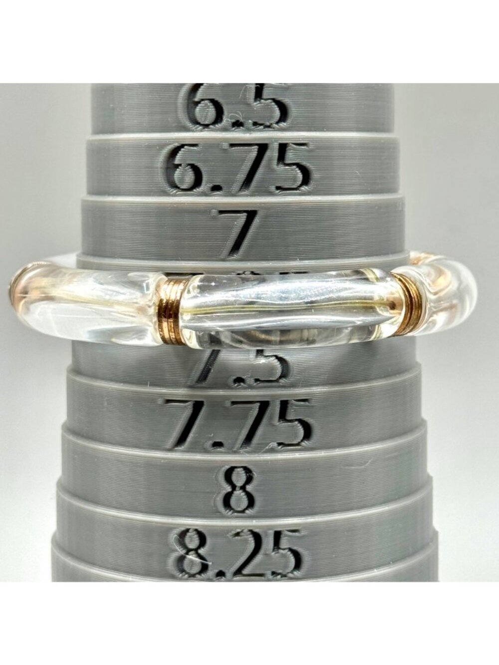 Vintage Y2K Clear Chunky Lucite Stretch Bangle Bracelet Gold Tone Spacers 7.25" - Picture 6 of 8